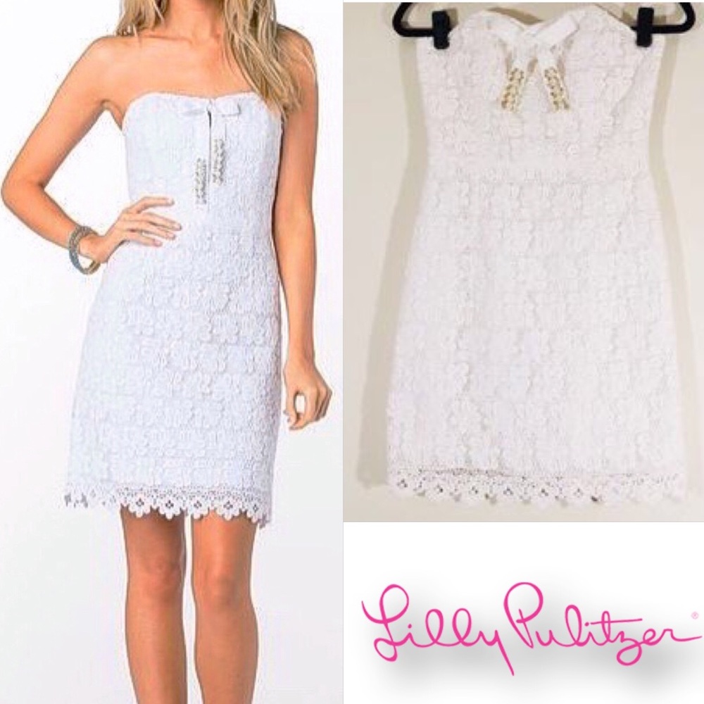 NWT Strapless Lace & Pearl Mini Dress
